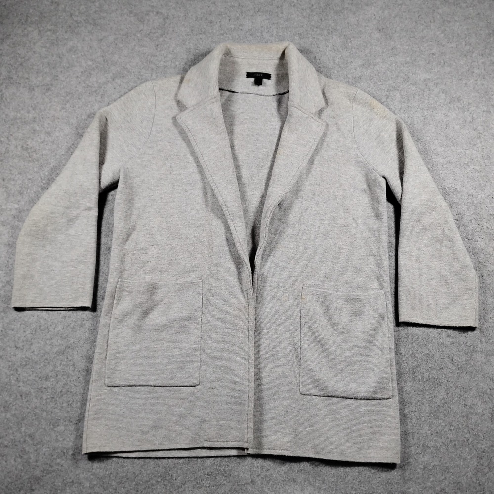 J.Crew Sophie Open Front Sweater Blazer Heather Gray Merino Wool Cotton  Small
